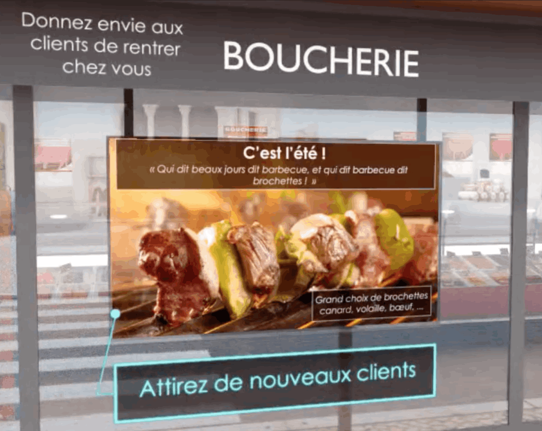 Boucherie équipée d'écran TV