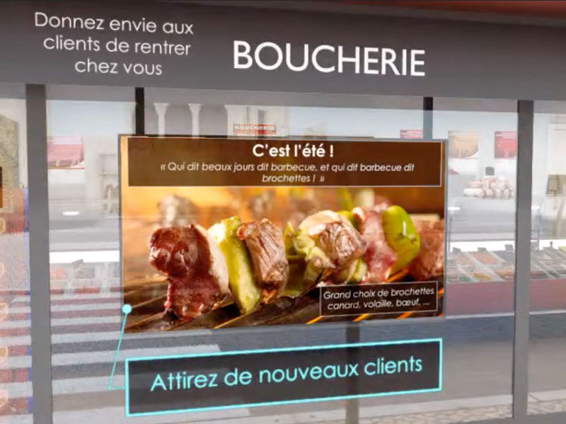 Boucherie équipée d'écran TV